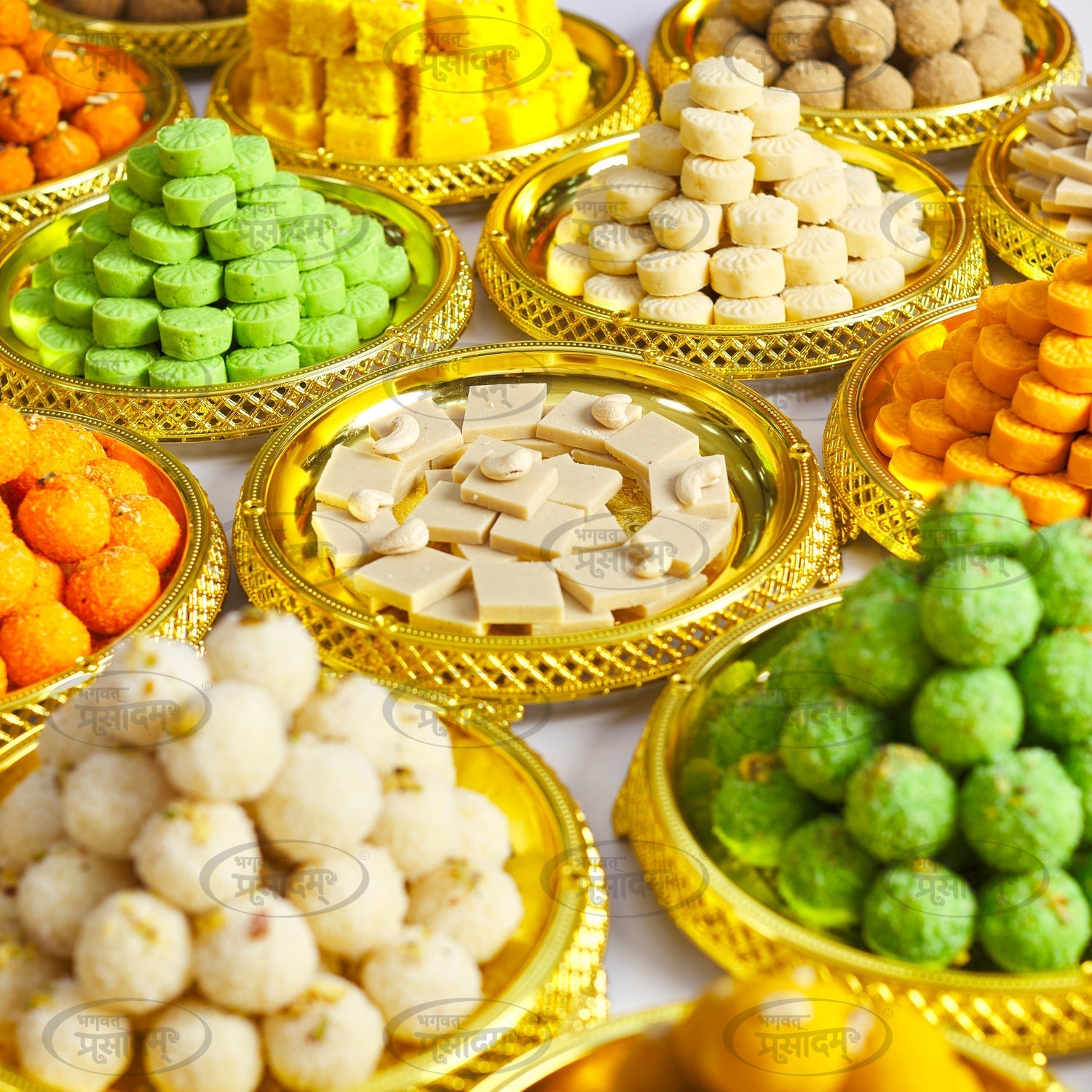 Devotees receiving and consuming prasad.