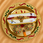 Premium Rakhi Thali | 3 Rakhis with  Kumkum & Rice