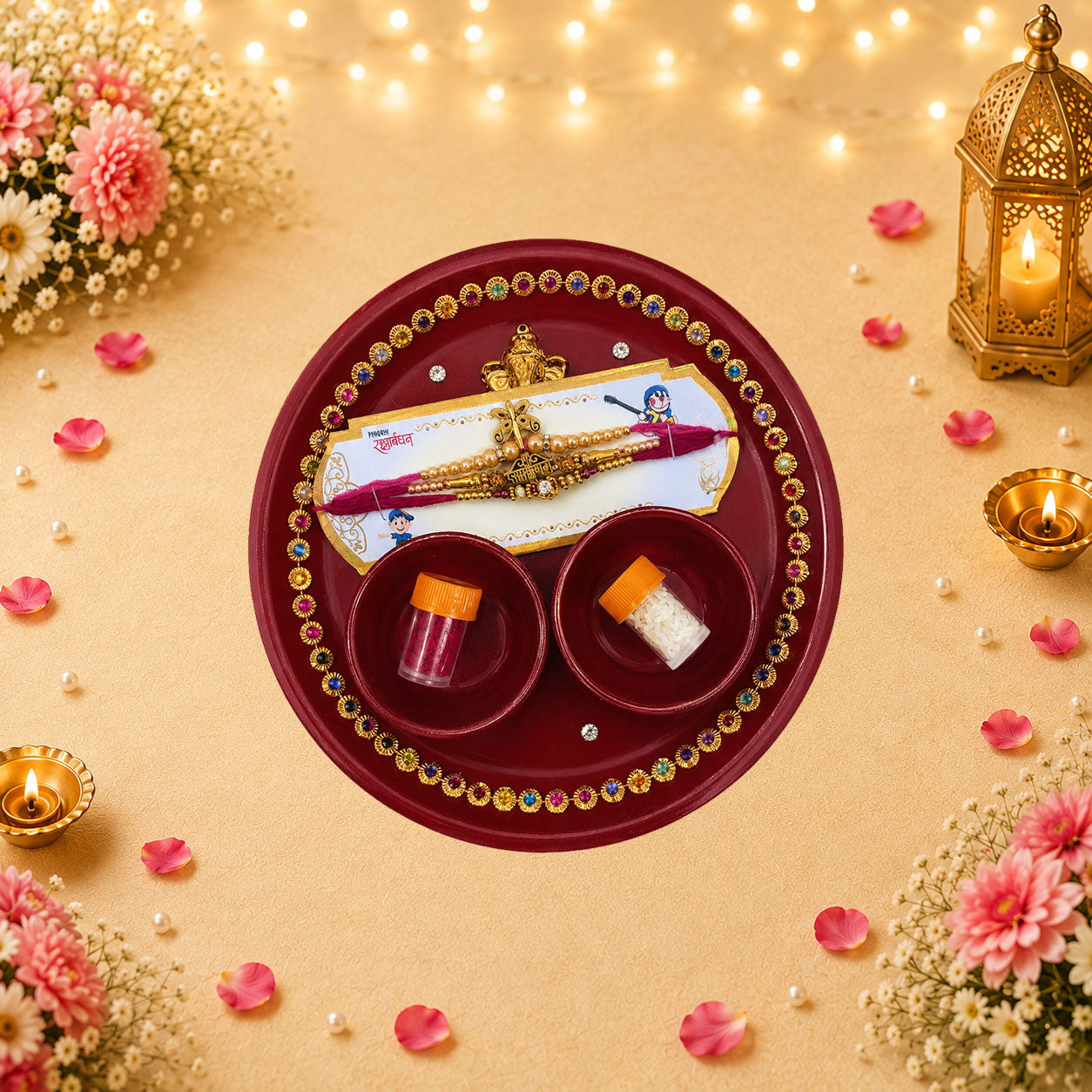 Rakhi Gift Hamper with Premium Dry Fruits Chikki and Penda for Brother