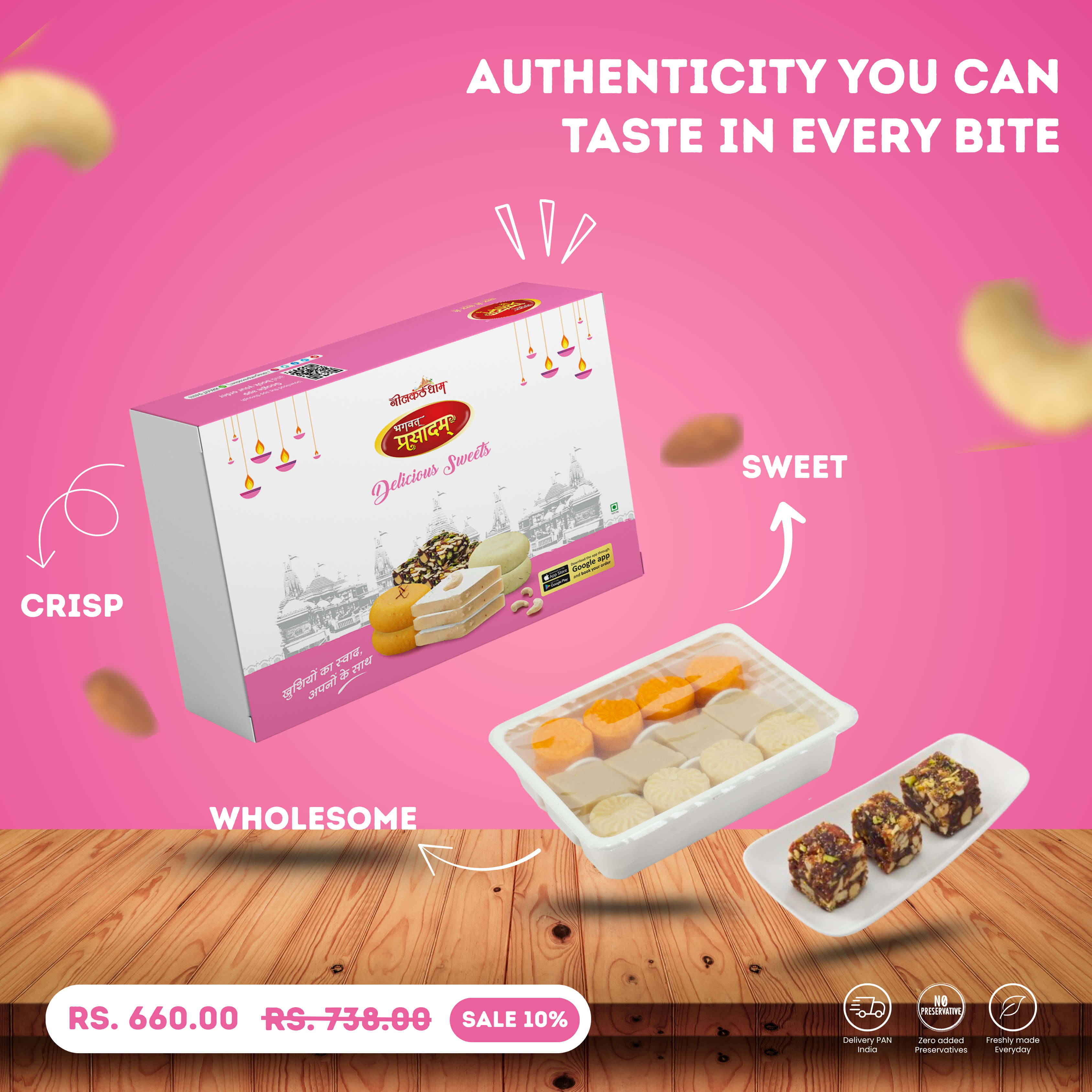 Best Sweets Combo for Diwali Gifts Kaju Katli 250Gm + Kesar Peda 250Gm + Milk Peda 250Gm + Dry Fruit Chikki 250Gm