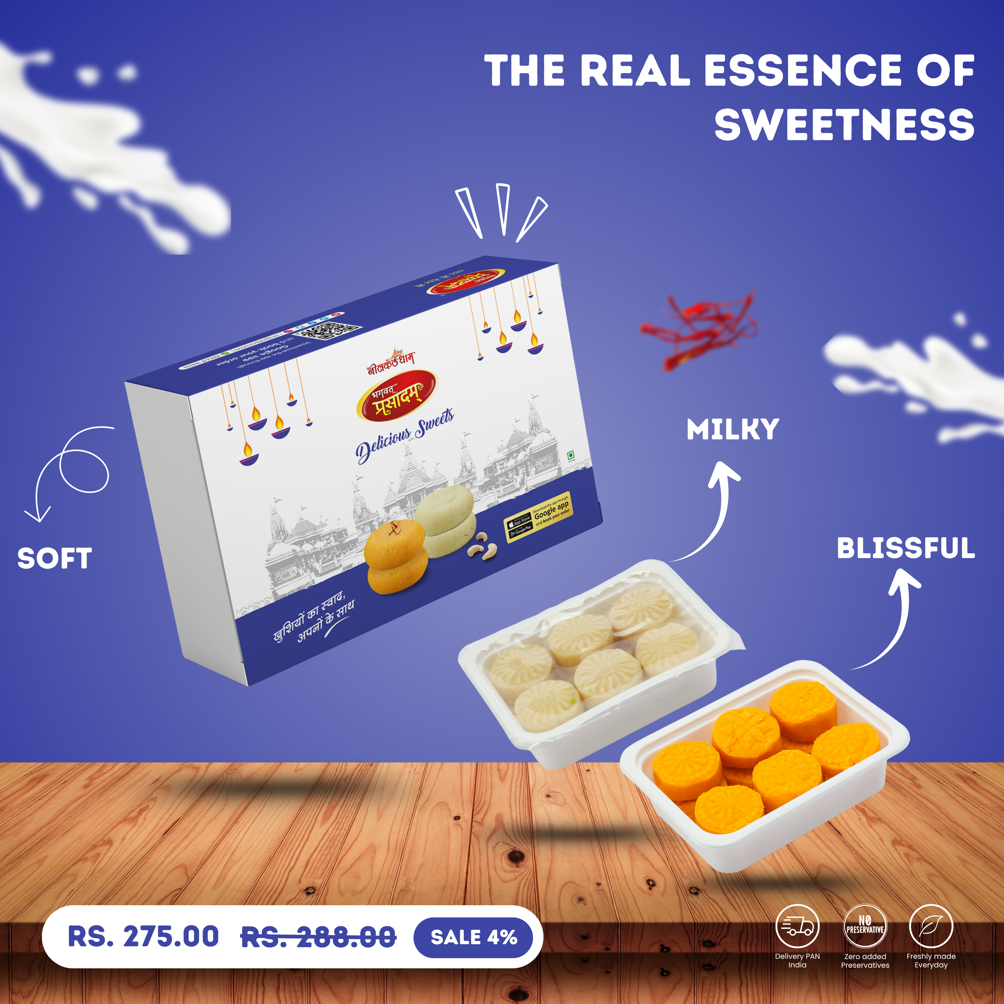 Best Sweets Combo for Diwali Gifts Milk Peda 250Gm + Kesar Peda 250Gm