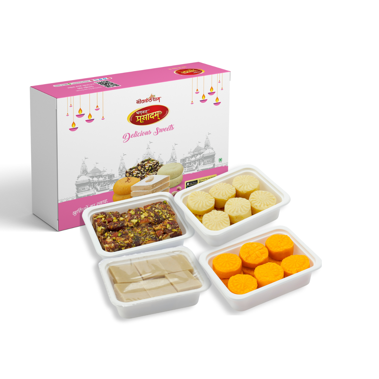 Best Sweets Combo for Diwali Gifts Kaju Katli 250Gm + Kesar Peda 250Gm + Milk Peda 250Gm + Dry Fruit Chikki 250Gm