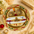 Premium Rakhi Thali | 3 Rakhis with  Kumkum & Rice