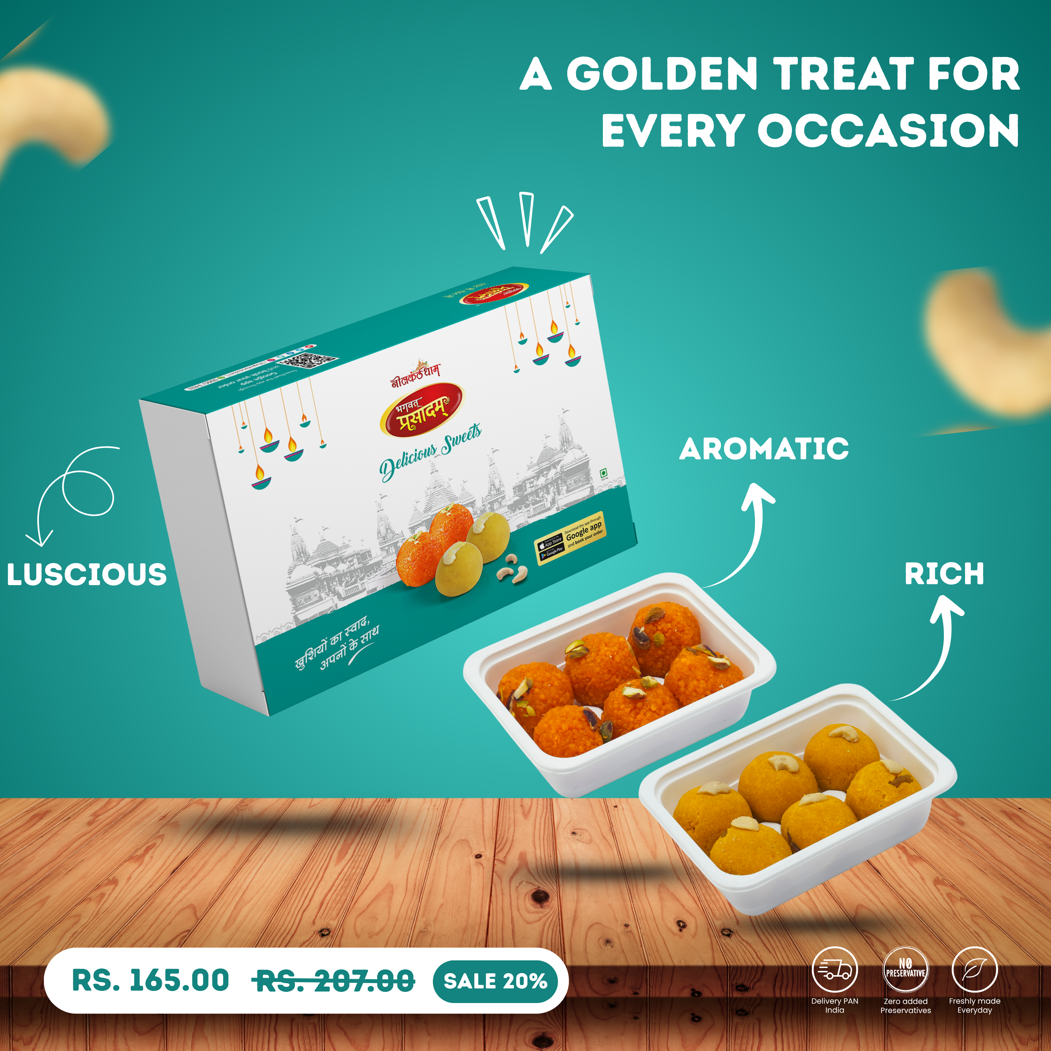 Best Sweets Combo for Diwali Gifts Motichur Ladoo 250Gm + Motiya Ladoo 250Gm