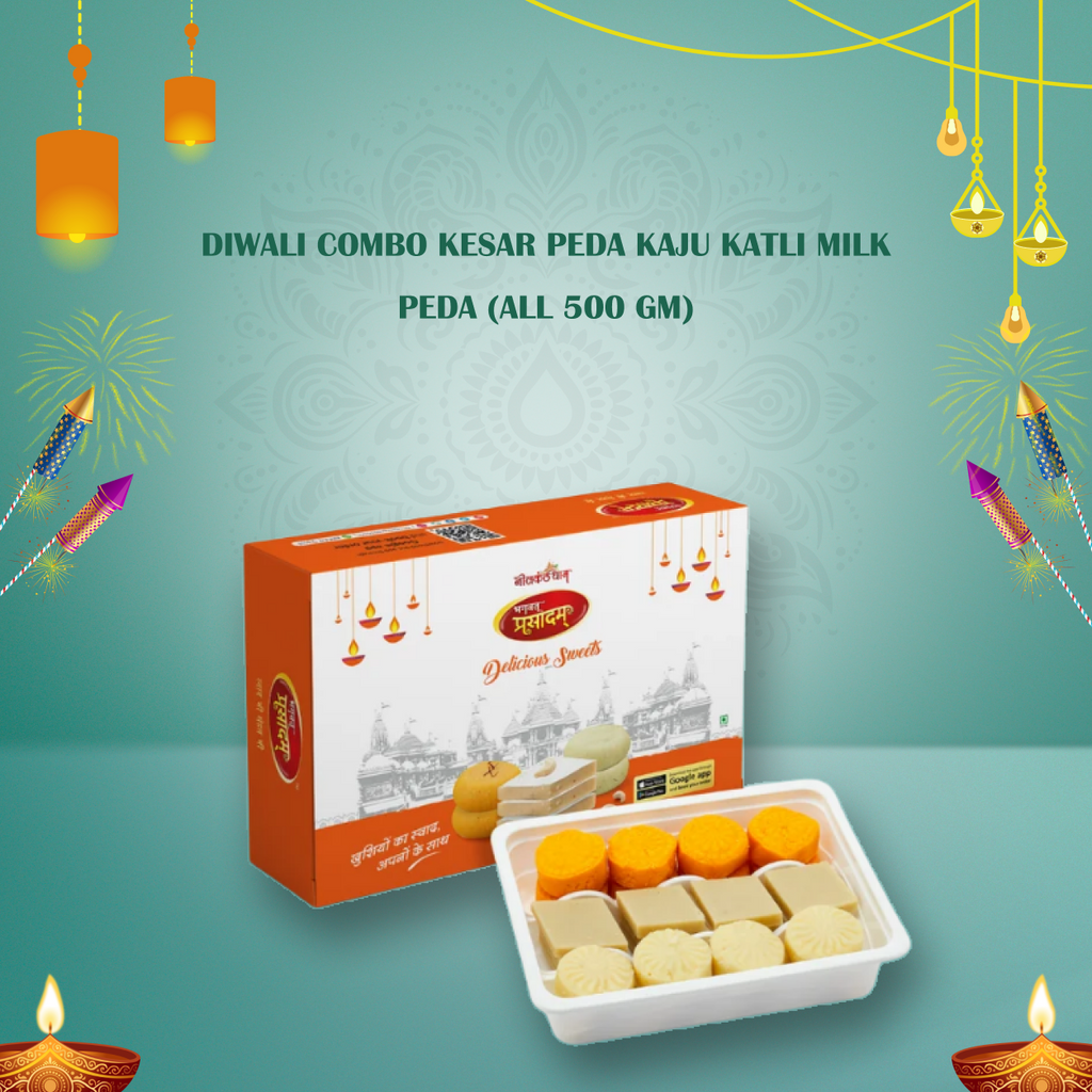 Best Sweets Combo for Diwali Gifts Kesar Peda Kaju Katli Milk Peda (All 500 Gm)
