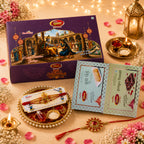 Premium Raksha Bandhan Hamper | Dry Fruits Chikki, Penda & 3 Designer Rakhis