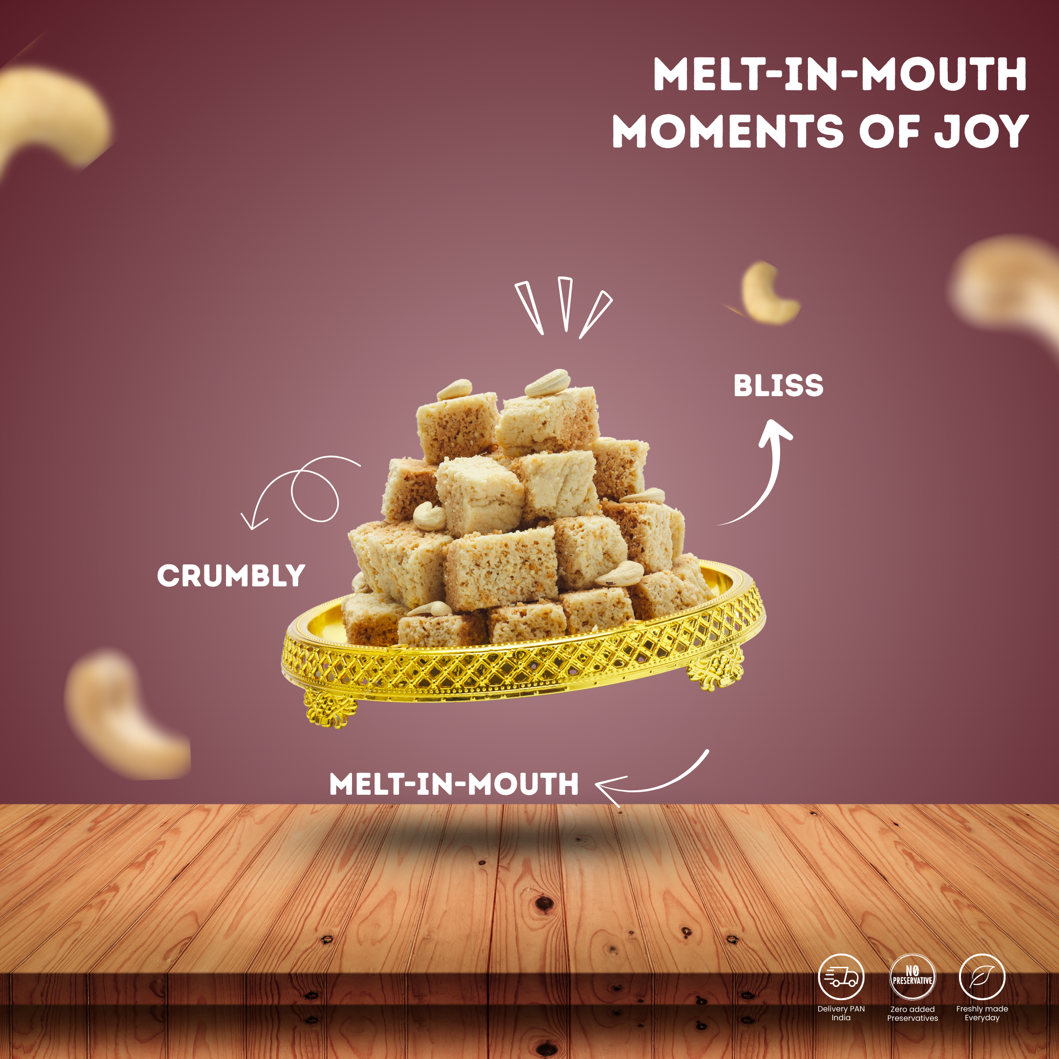 Kaju Mysore Pak | काजू मेसुब | Mysore Cashew Barfi