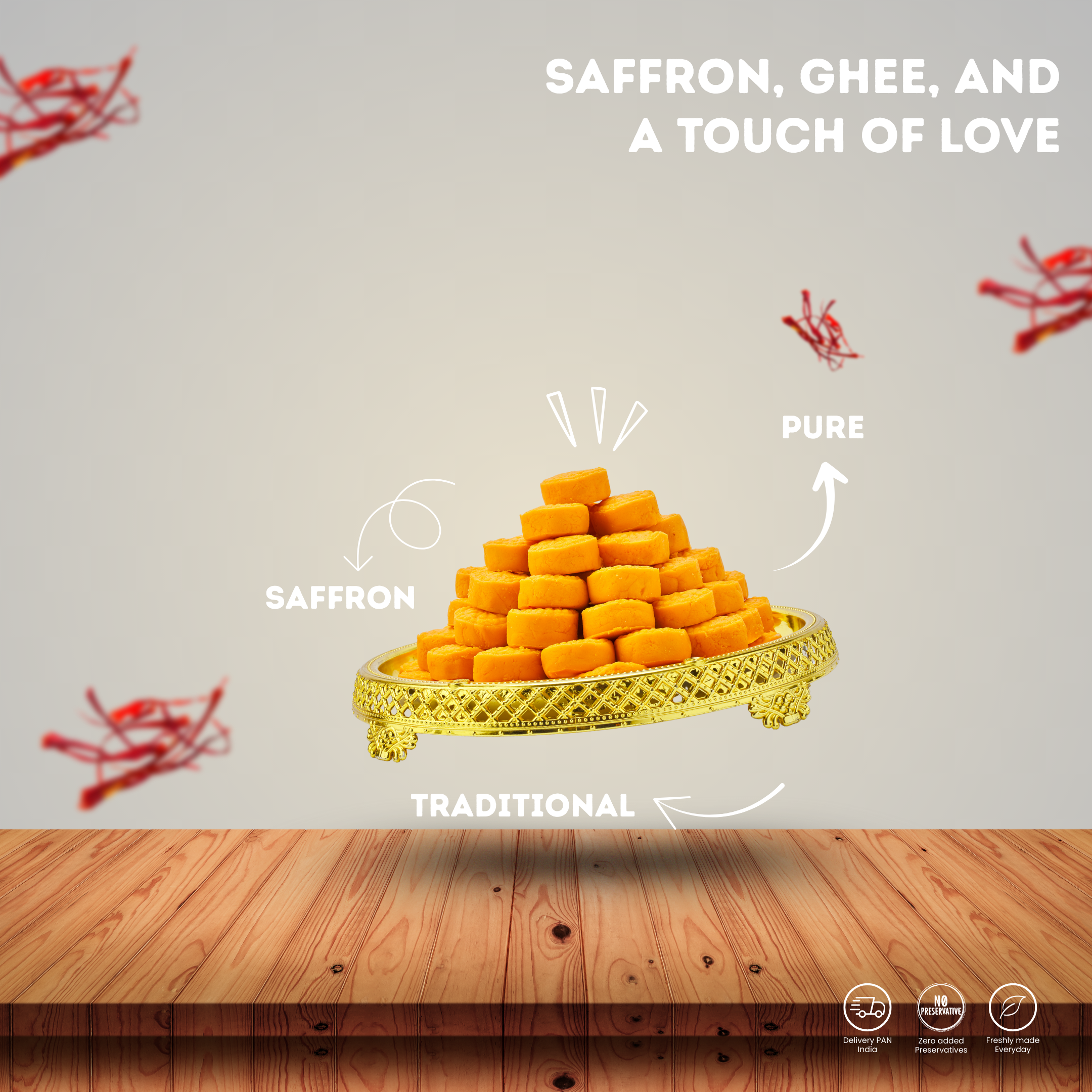 Kesar Peda | केसर पेड़ा | Traditional Saffron Indian Sweet