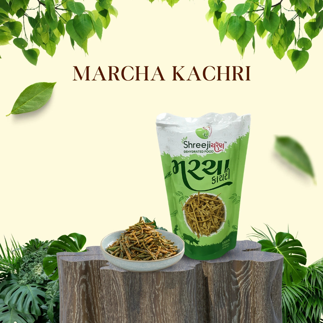 Marcha Kachri – મરચા કાચરી – (Dried Green Chilli Sticks) – Traditional Gujarati Snack