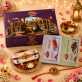 Premium Family Raksha Bandhan Hamper | Dry Fruit Chikki & Kesar Penda | 3 Designer Rakhis