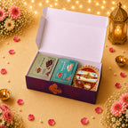 Rakhi Celebration Hamper | Dry Fruit Chikki & Kaju Katli with 3 Designer Rakhis