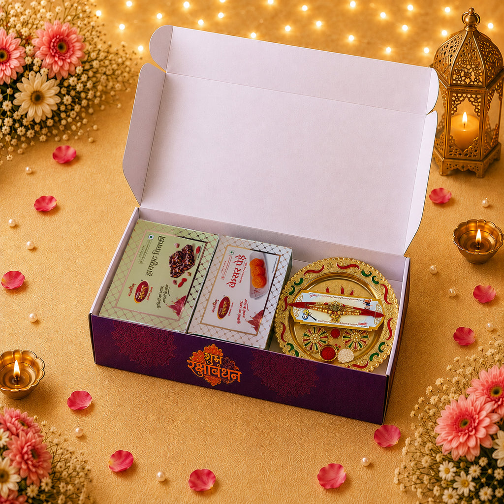 Premium Rakhi Gift Hamper for Brother & Sister | Dry Fruit Chikki & Kesar Penda 2