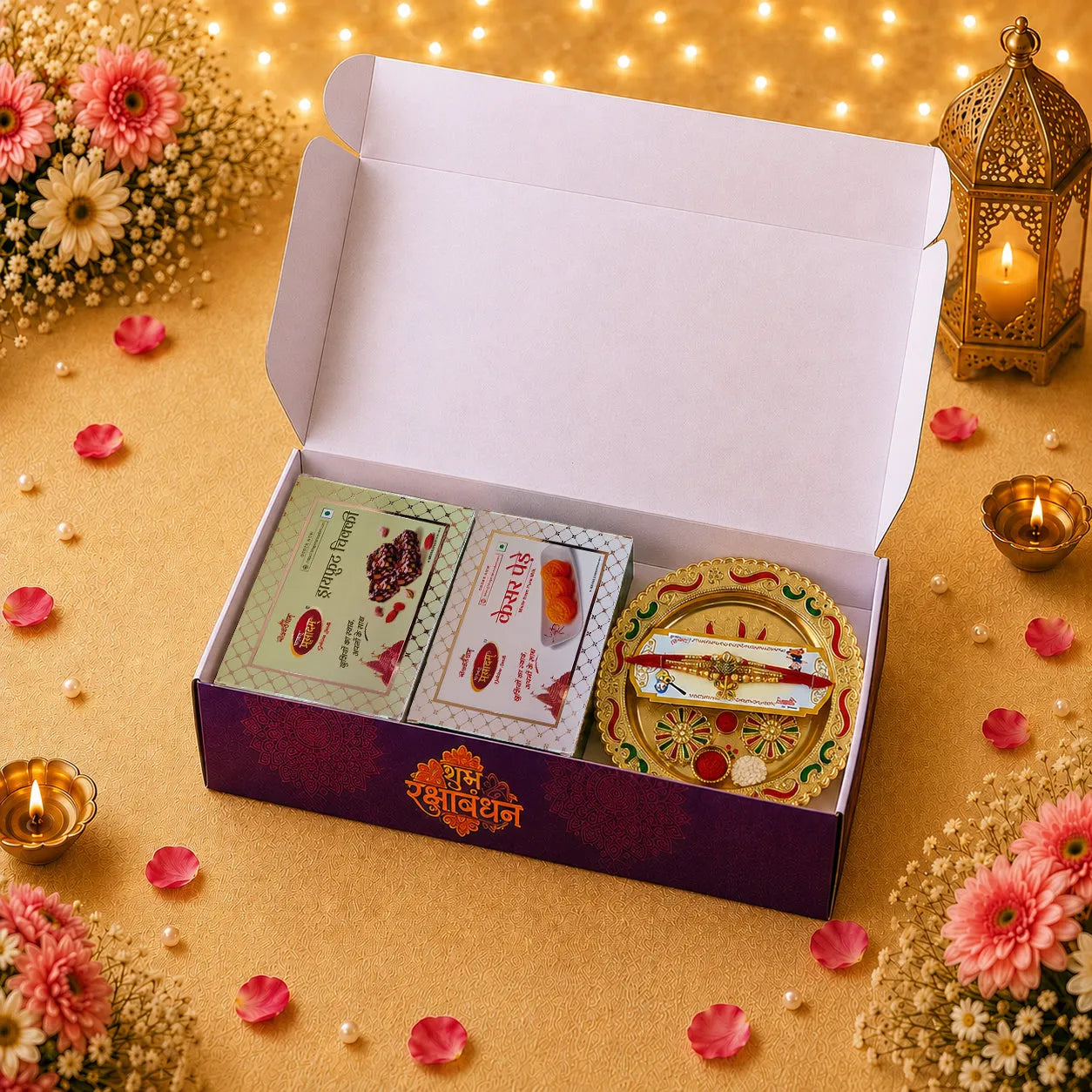 Premium Rakhi Gift Hamper for Brother & Sister | Dry Fruit Chikki & Kesar Penda