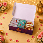 Family Rakhi Celebration Hamper | Kaju Katli & Kesar Penda | 3 Designer Rakhis