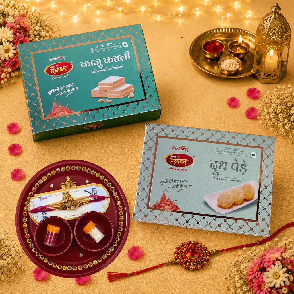 Send Rakhi Online with Kaju Katli & Penda | Rakhi Gift Hamper