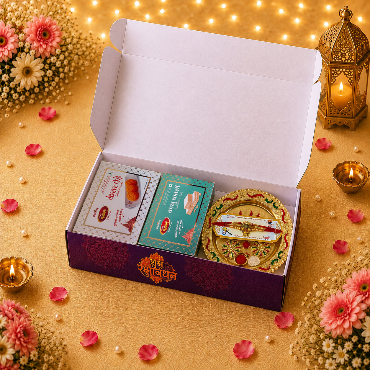 Premium Rakhi Gift Hamper for Brother and Sister | Kaju Katli & Kesar Penda2