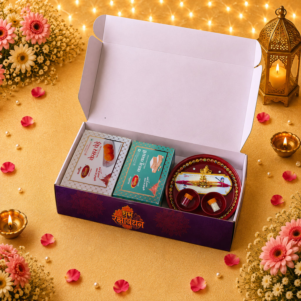 Online Rakhi Delivery | Kaju Katli & Kesar Penda Sweet Hamper