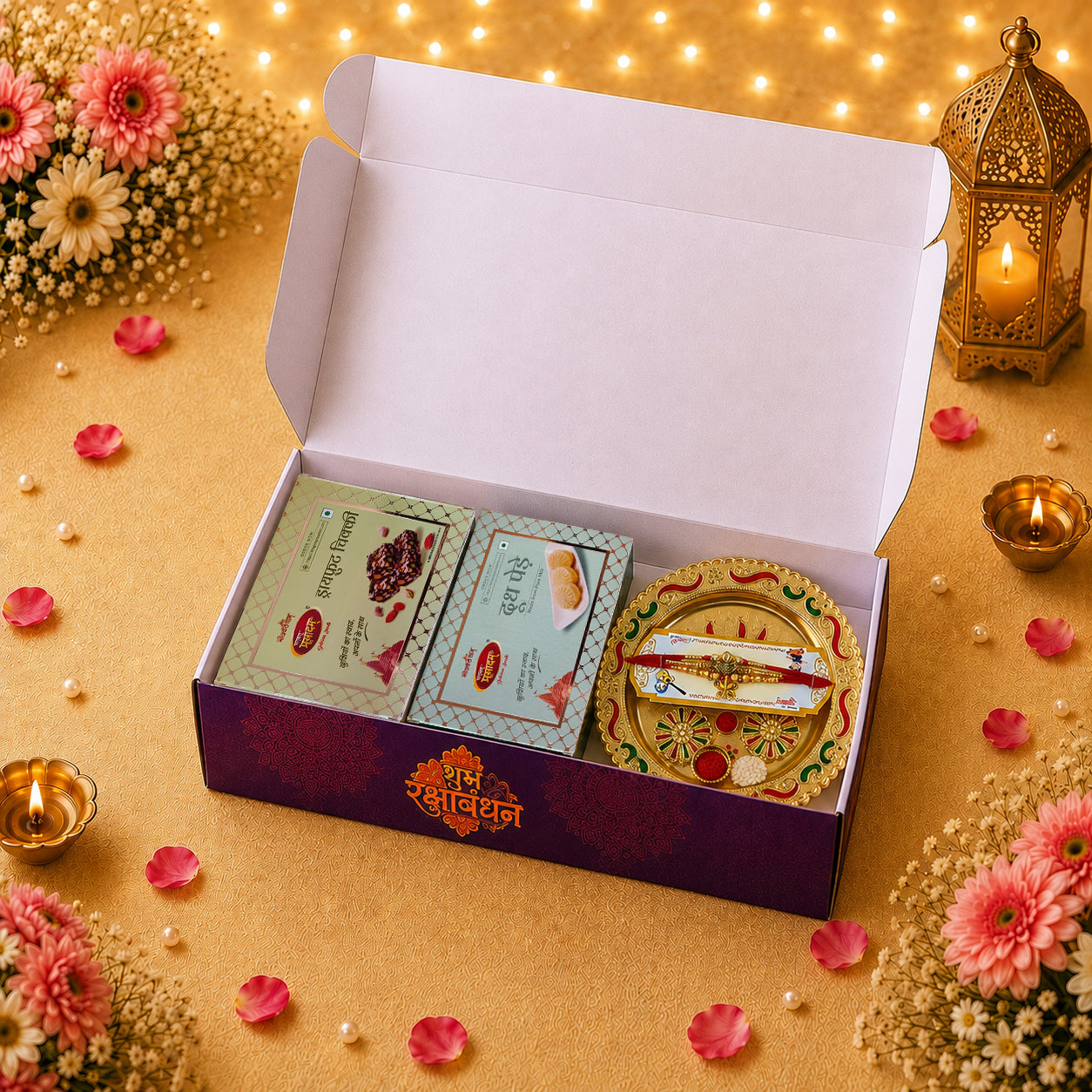 Order Rakhi Online | Premium Dry Fruits Chikki & Penda | 2 Rakhi Hamper