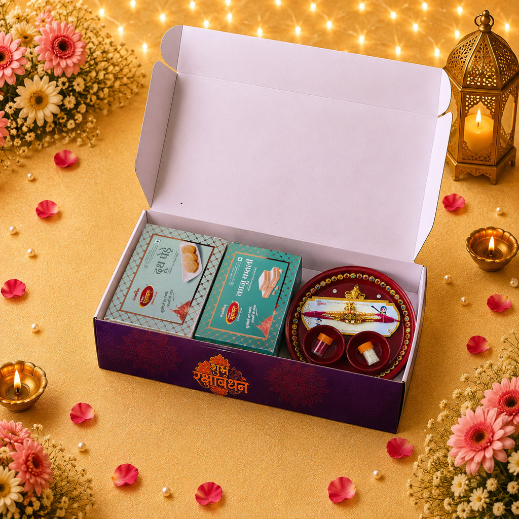 Send Rakhi Online with Kaju Katli & Penda | Rakhi Gift Hamper