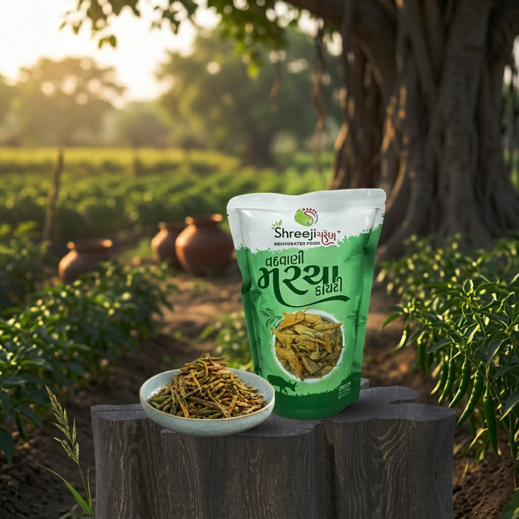 Vadhvani Marcha Kachri - વઢવાણી મરચા કાચરી - (Dried Green Chilli) - Traditional Gujarati Delicacy